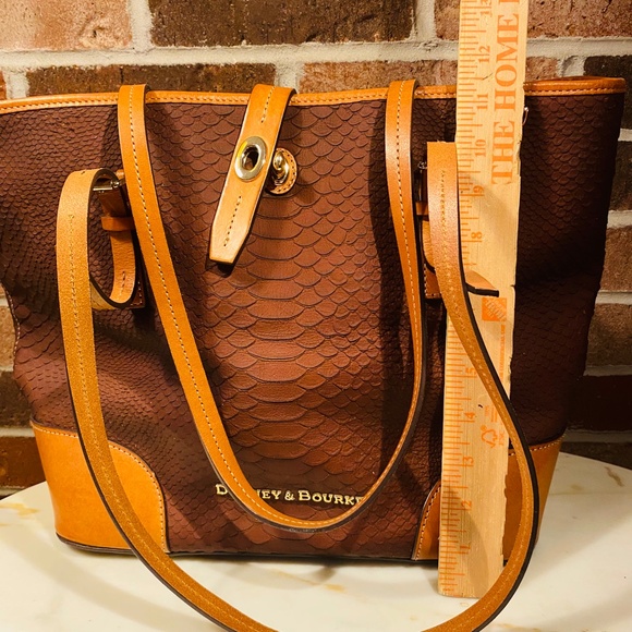 Dooney & Bourke Brown Leather Tote with Buckle Details - Picture 5 of 13